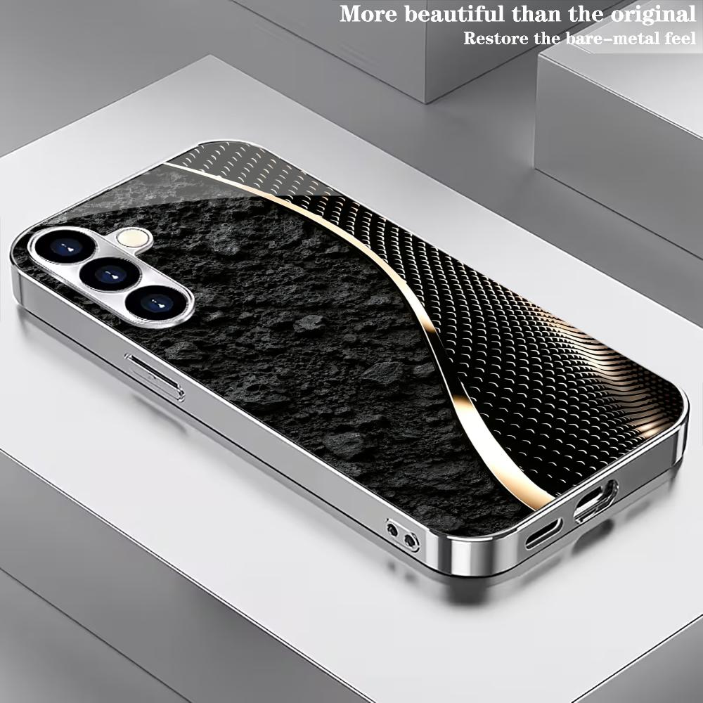 Sleek Carbon Fiber Black phone case glass s26 ultra case s25 ultra case for Samsung Galaxy S26 S25 S24 S23 S22 FE Ultra Plus
