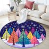 Colorful Trees Snow Winter Round Area Rug,Carpet Rug for Living Room Bedroom Sofa Playroom Decor,Non-slip Floor Mat