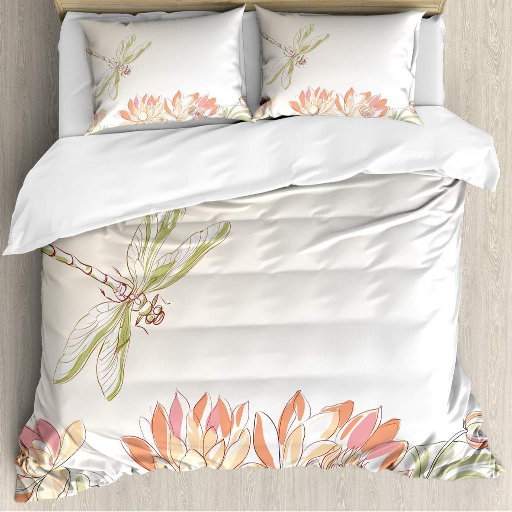 Dragonfly Printed Duvet Set Insect Animal Bedding Set For Bedroom Room Decoration Kit