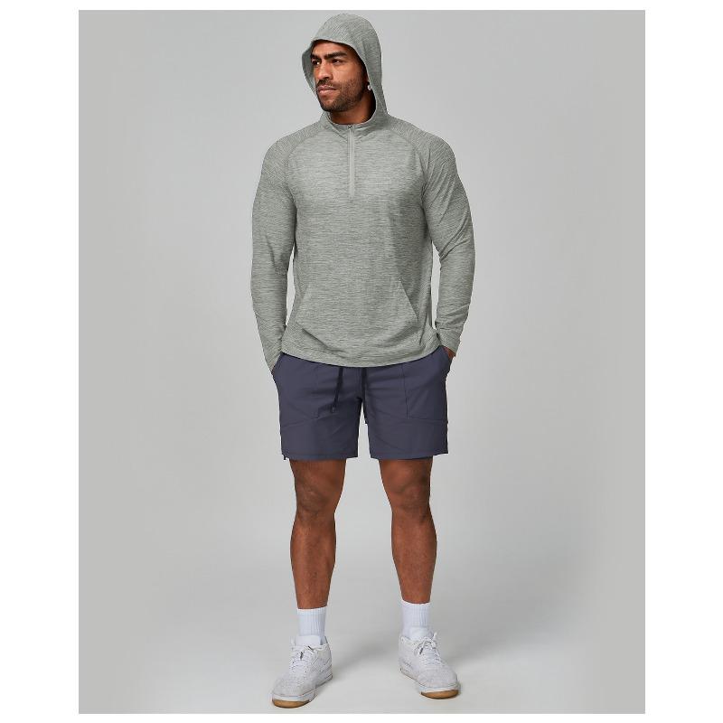 Mens Quick Dry Hooded Long Sleeve Fitness Running Outdoor Training Jacket