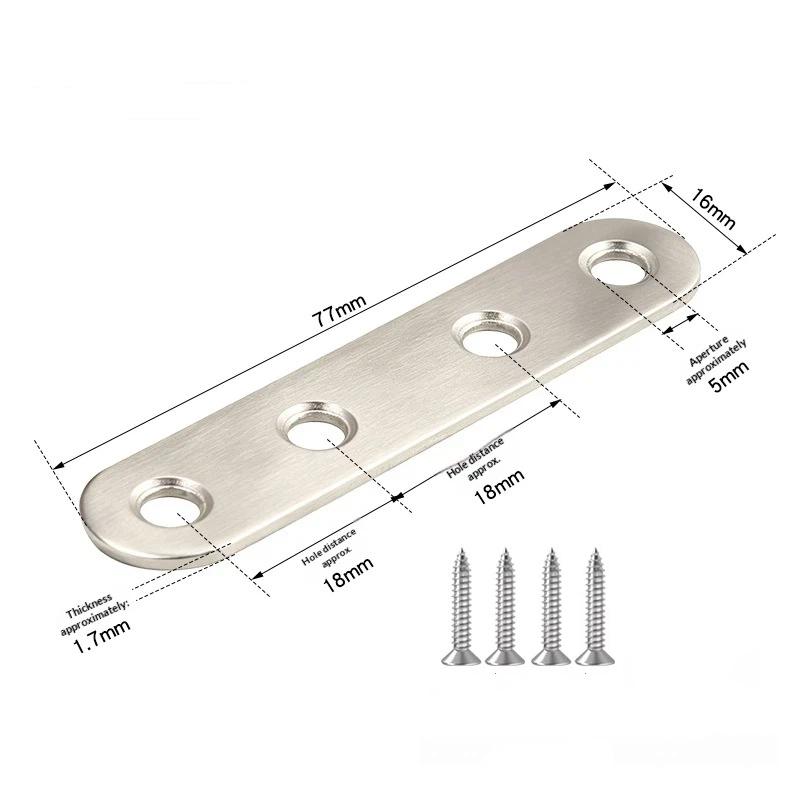 10 Stück Edelstahl Flachplatte Gerades Winkelstück Flache Metall-Winkelstütze Winkel Universelle Reparaturplatte Stütze Möbelstütze Verbin
