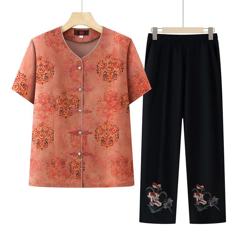 YUZHAOLIN Women's Chinese Style Short-Sleeve Summer Shirt
