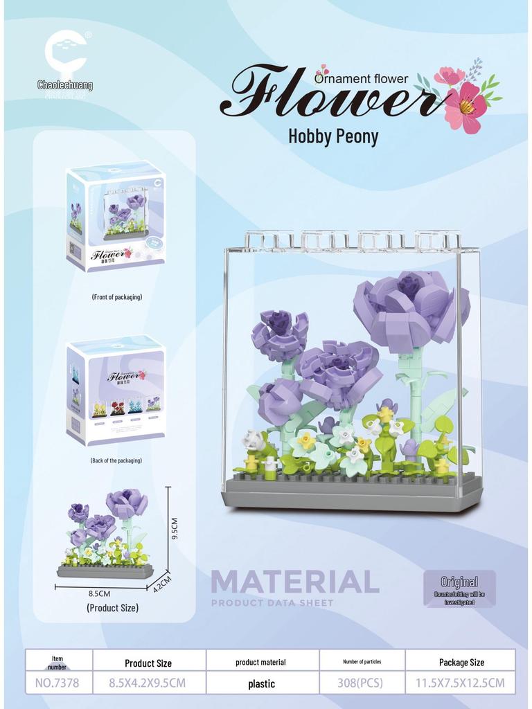 Preserved Flower Bonsai & Rose Succulent Building Blocks - Compatible with LEGO