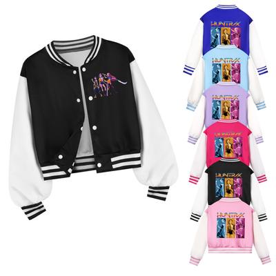Kids Girls Anime Cartoon POP Singer Super Star Rumi Zoey Mira Printed Casual Long Sleeves Baseball Jacket Coat