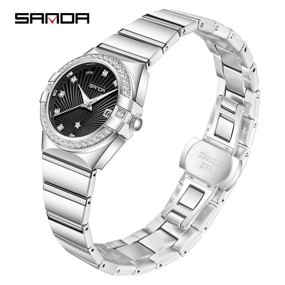 Sanda Women's Luxury Thin Mother-of-Pearl Dial Quartz Watch - Trendy, Waterproof, Casual, Business Wristwatch