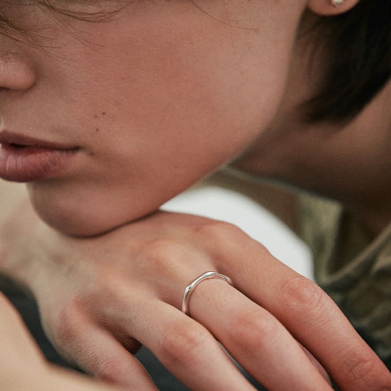 green [925 silver] Five.silver.229 / strand layered ring