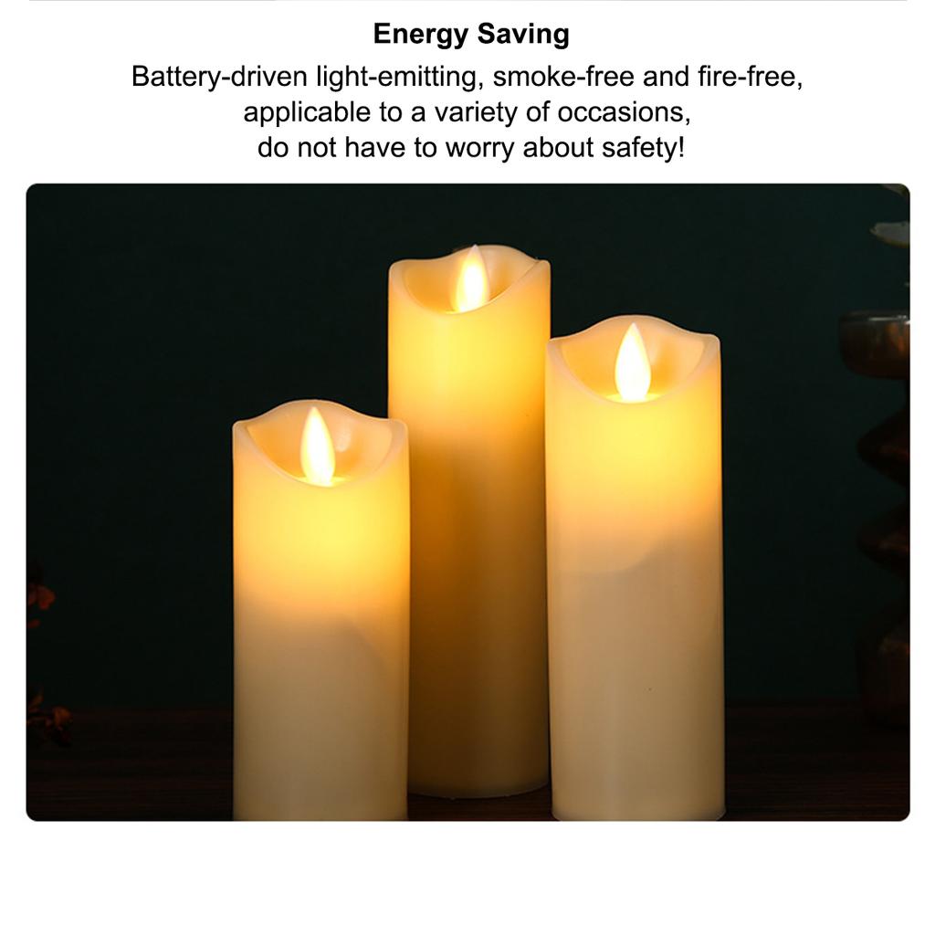 3pcs Led Electronic Candle Light Household Smokeless Lighting Birthday Hotel Wedding Decoration Scene Layout Props Candle Lamp