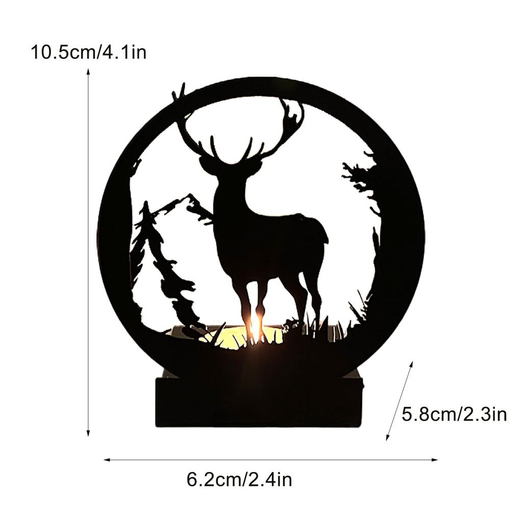 Deer Candlestick Tealight Holder Black Metal Xmas Deer Candle Stand for Wedding Party Type C