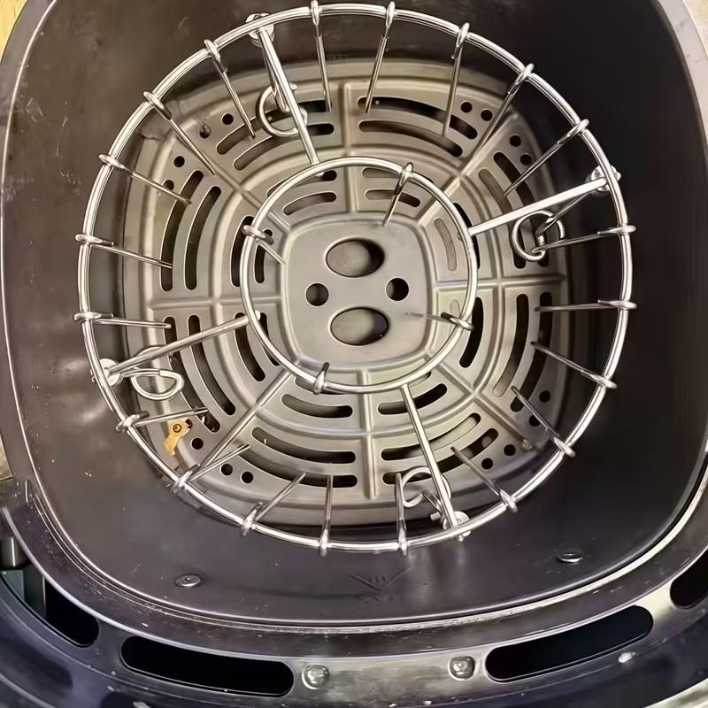 Diseñado para Freidoras de Aire Acero Inoxidable 304 Estante Multinivel + 24 Brochetas Compatible con Freidoras de Aire y Hornos de 3QT–6QT Un Imprescindible para Asar en la Cocina