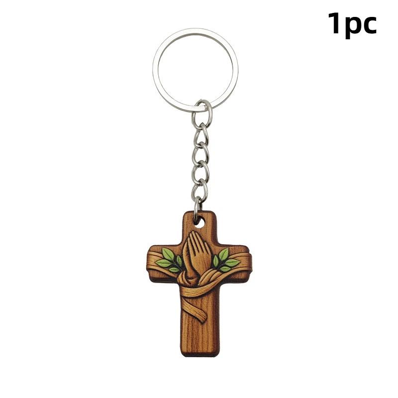 1/3 szt./1 zestaw Religijny Drewniany Krzyż Brelok Upominek Hurtowo Nadruk Gołębia Torebki Organzowe Metki Chrzest Kościół Ślub Mini Prezent dla Gości