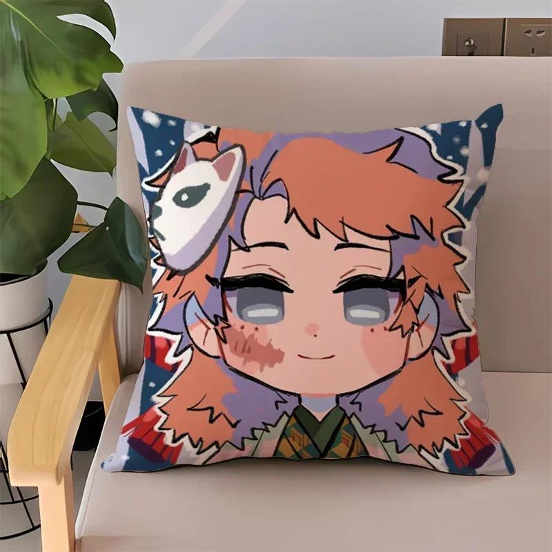 Pillowcase 45x45 Pillow Cases for Bed Anime Demon Slayer Children's Cushion Cover Double-sided Printing Couch Pillows Home Decor
