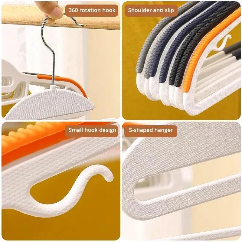 20/10Pcs Black/Grey Multifunctional Wet and Dry Household Hanger Suitable for Hanging Clothes Bedroom Wardrobe Anti-Slip