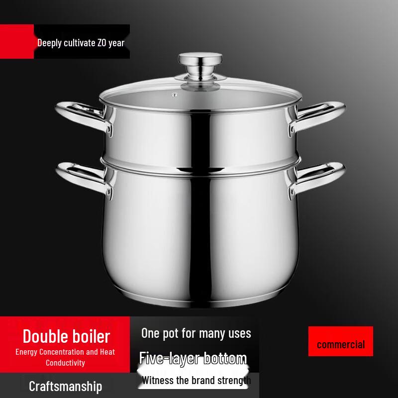 22CM 304 Stainless Steel Induction Steamer & Soup Pot