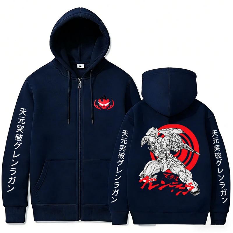 Anime Tengen Toppa Gurren Lagann Mikina na zip Pánské Dámské Oblečení Manga Oversized Mikina na zip Pánská Cosplay Bunda na zip