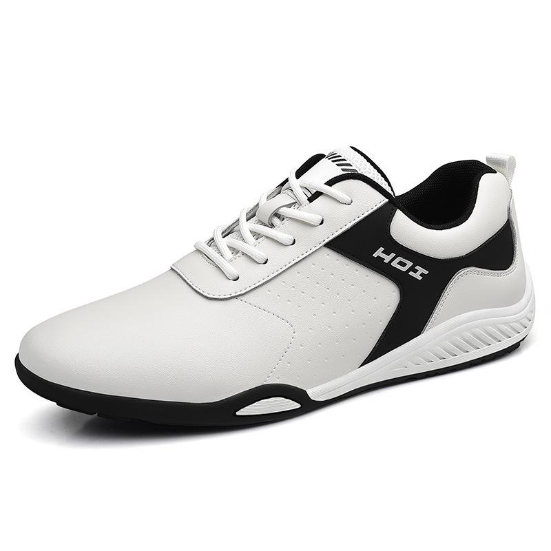 Men's Shoes New Spring and Summer Leather Soft Bottom Casual Shoes Men's Trendy Sports Flat Business White Shoes