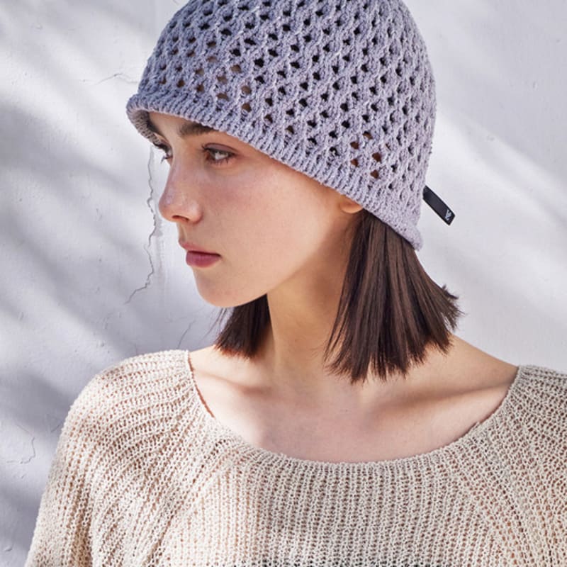 

Панама-ведро VARZAR VZ Long Label Punching Knit в сером цвете FREE