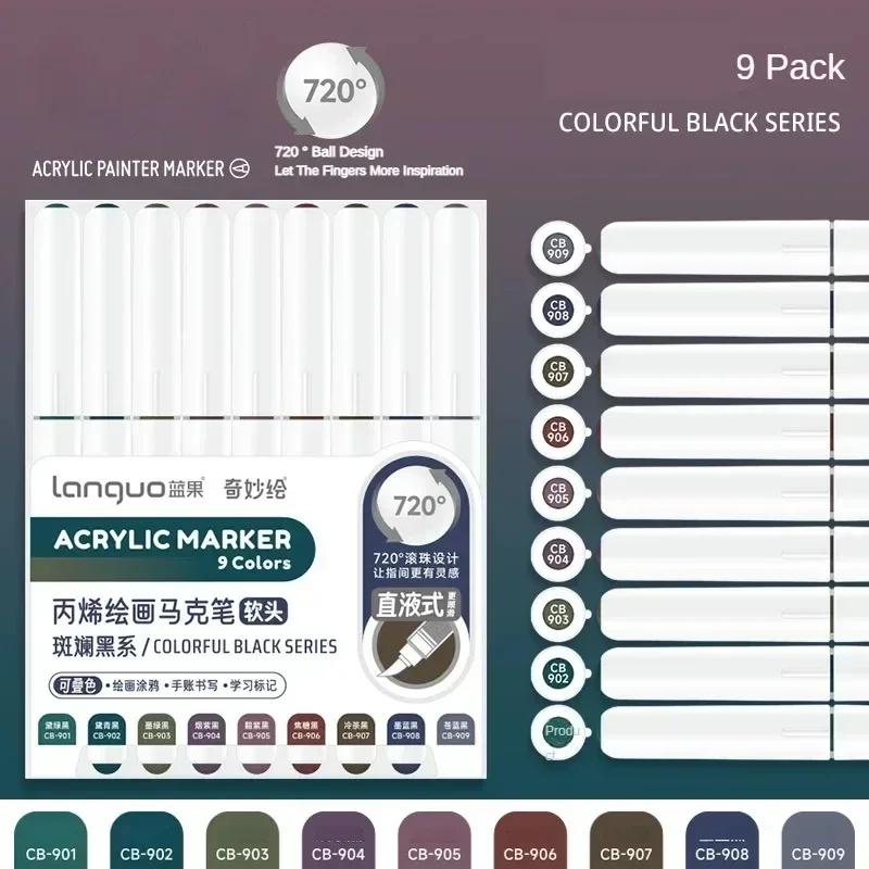 LANGUO 240/9 Colors Acrylic Color Markers Direct Liquid Paint Marker Pen DIY Drawing with Storage Box School Supplies Stationery