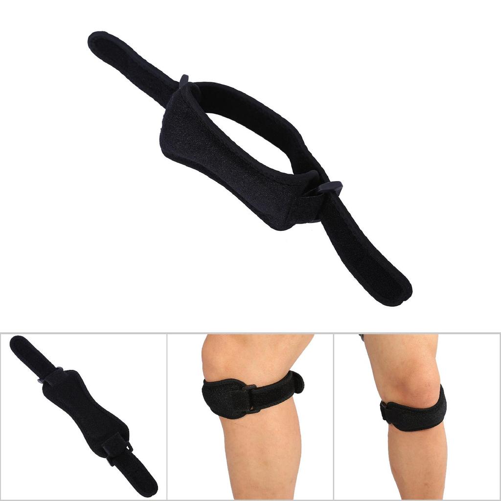 Compression Patella Strap NOn Slip Adjustable Knee Support Brace Pads (Black)