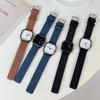 Fashion Retro Square Men Watches Minimalist Quartz Watches for Man Casual Leather Strap Wristwatches Reloj Hombre (No Bracelet)