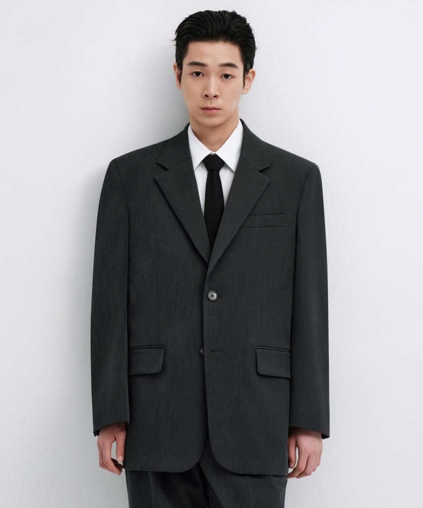 Musinsa Standard Daddy Shoulder Oversized Blazer [Charcoal Gray]