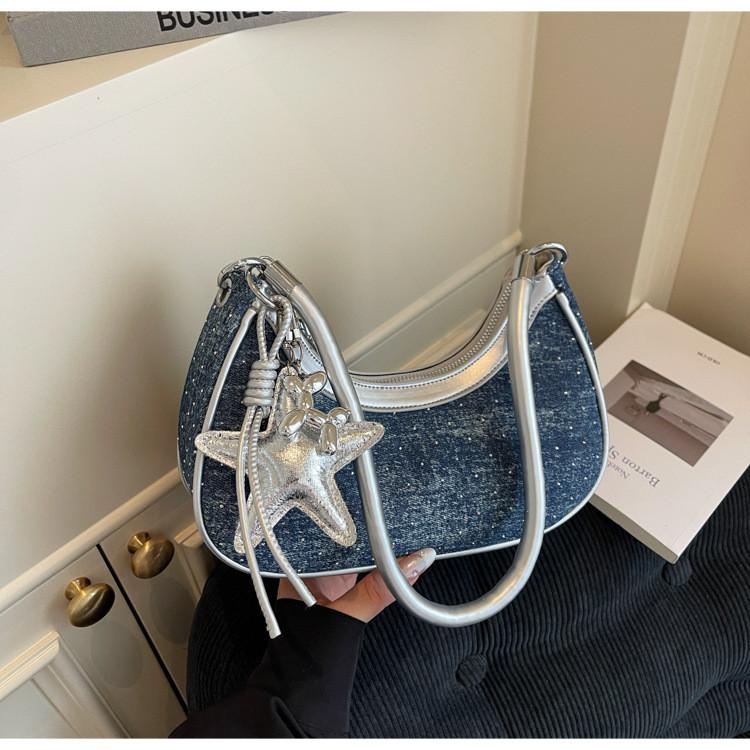 IELGY Denim Summer Fashionable Messenger Bag Shoulder Underarm Dumpling Bag