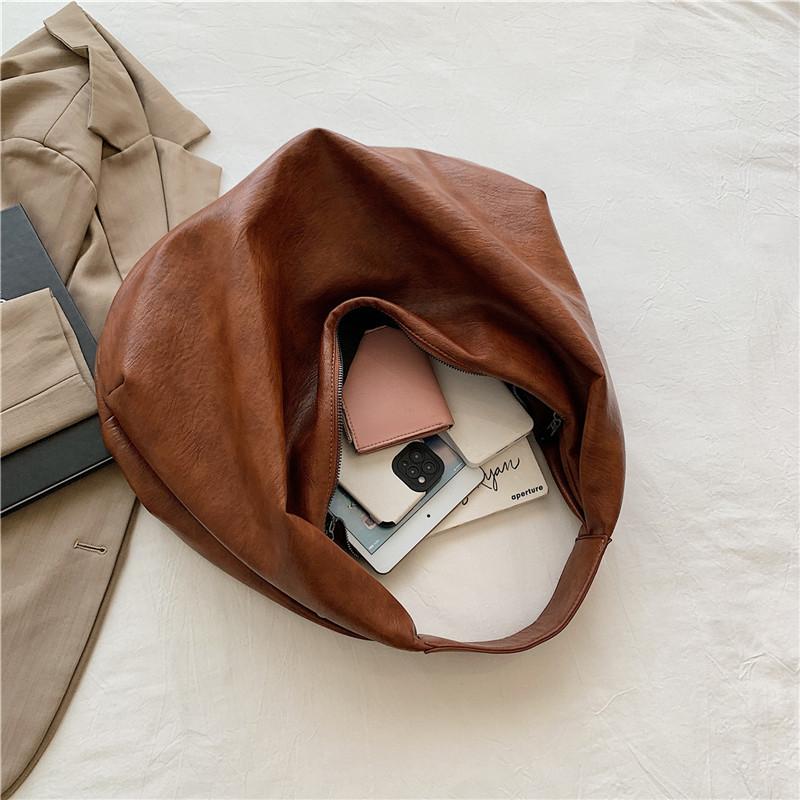 Big Black Shoulder Bags For Women Large Hobo Shopper Bag Solid Color Quality Soft Leather Crossbody Handbag Lady Travel Tote Bag