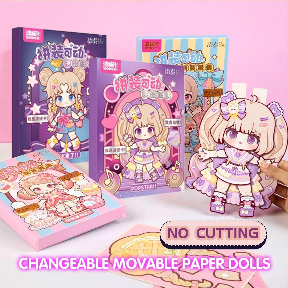 Cartoon DIY Change Clothes Toys Kit 3D Design 3D Dress Up Paper Dolls  Parent-child