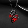 Gothic Rose Red Heart Pendant Necklace Vintage Goth Emo Grunge Black Wicked Rose Love Pendant