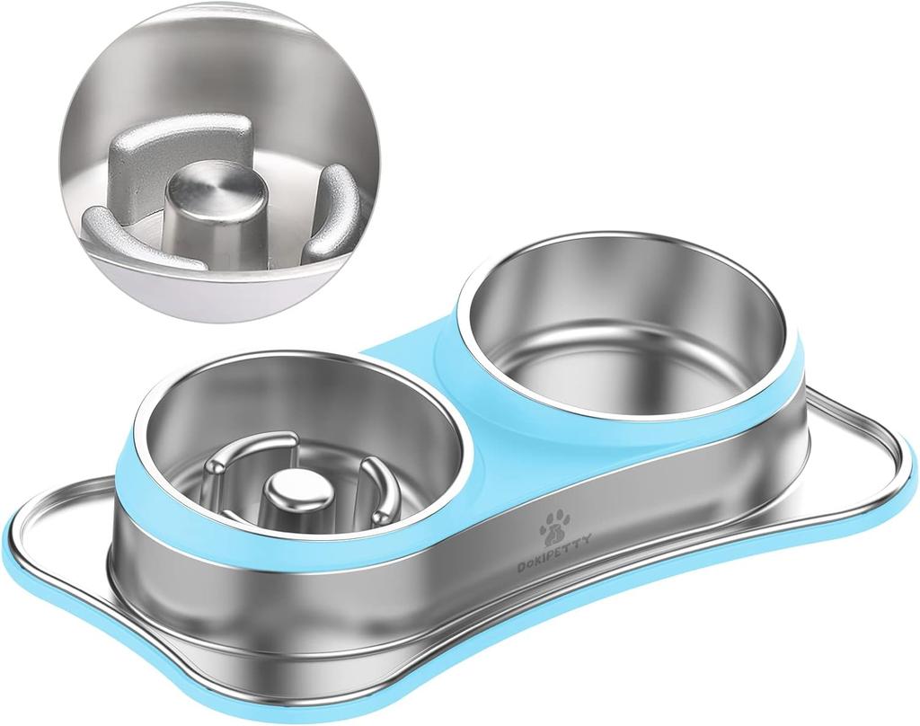 Slow Feeder Dog Bowls Homeuse Anti-Slip Stainless Steel Raised Dog Feeder for Small Sized Dogs Puppy