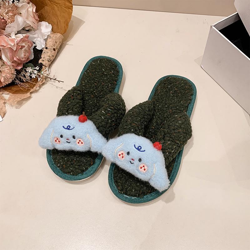 2025 autumn and winter new cute cartoon personalized home indoor floor mop casual warm toe slippers