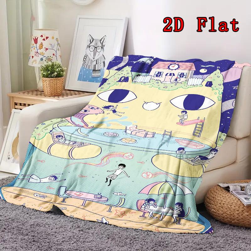 OMORI Theme 2D Flat Pattern Flannel Blanket High Quality All Seasons Warmth and Comfort Perfect for Christmas Gifts.PMT0914177