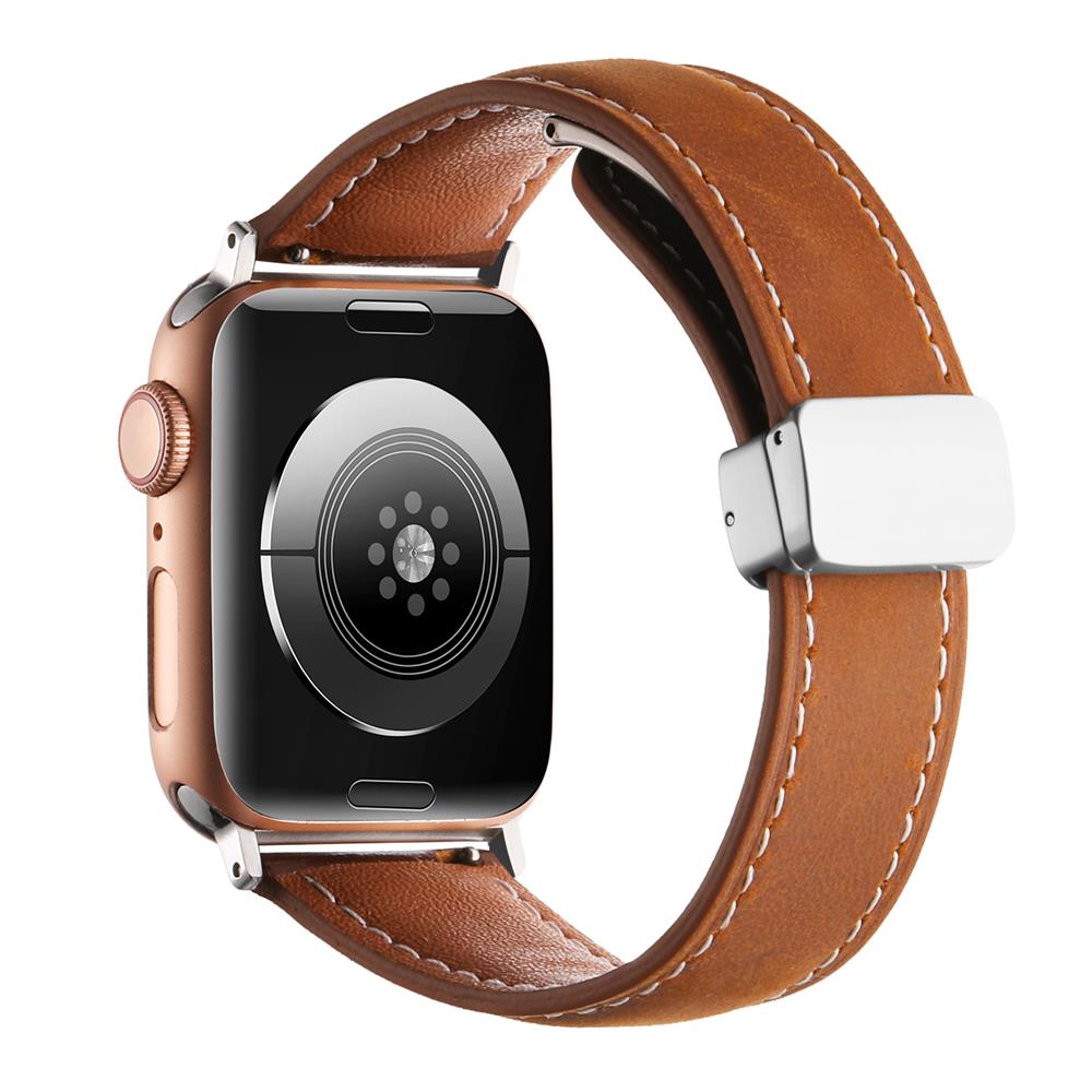 Crazy Horse Magnetic Buckle Women's Genuine Leather Watch Strap,For Apple Watch 42mm 44mm 45mm 49mm iWatch S10 46mm