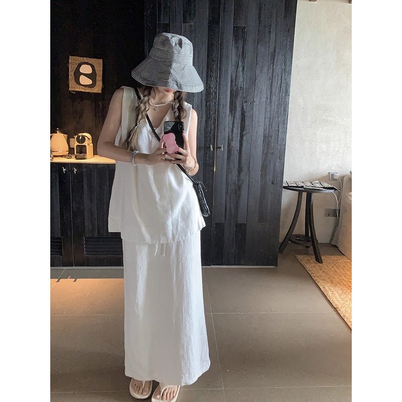 Double-Sided Wear Idle Style Suit Women's Summer Split Vest