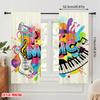 Set Of 2 Flat Printing Curtains Vibrant Music Festival Graphic Polyester Without Electricity Party Decorations Perfect Curtain
