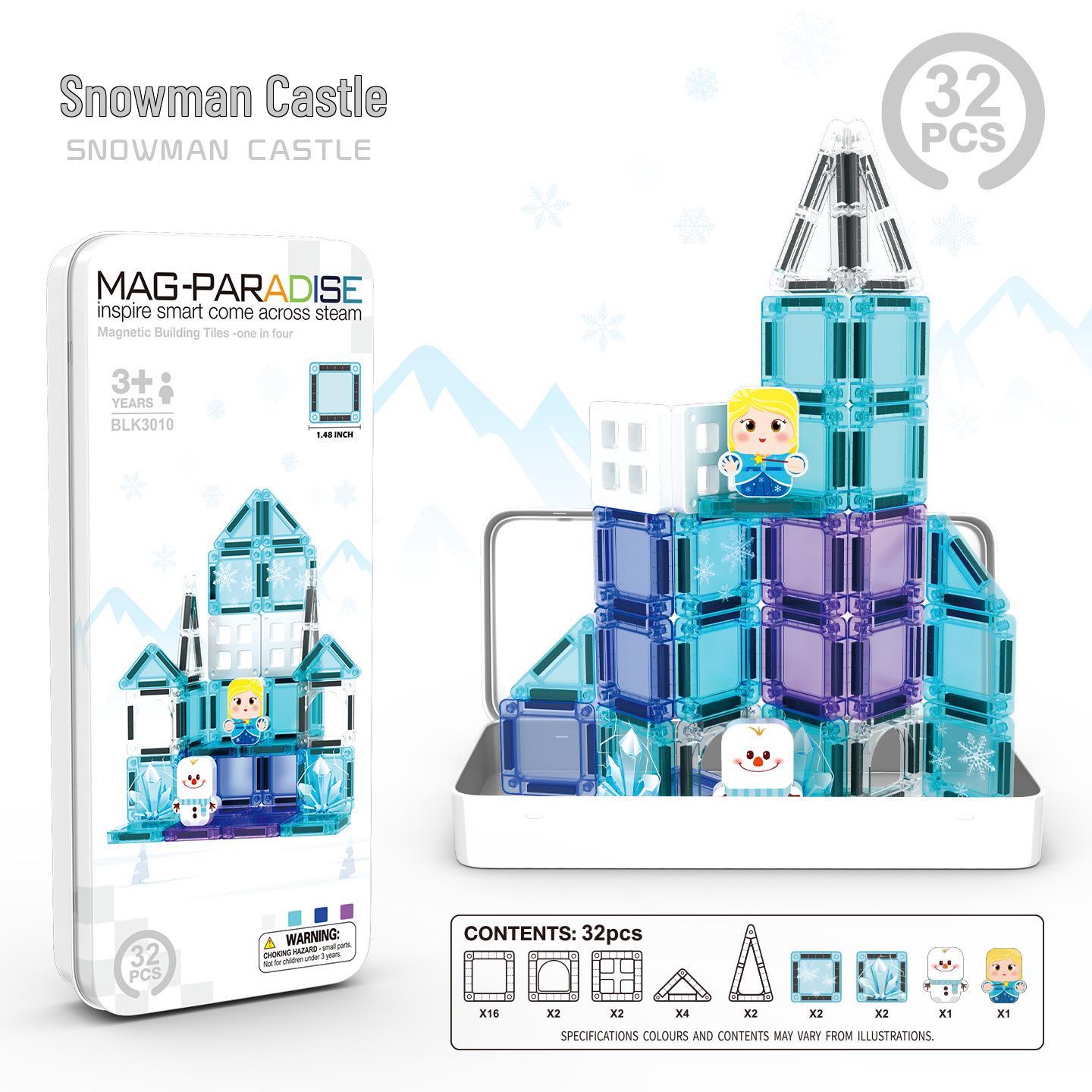 Compact Travel Magnetic Tiles: 3.75cm Stained Glass Puzzle & Educational Building Blocks for Kids