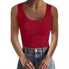 Camicette e camicie senza maniche con scollo a U, a tinta unita, casual, estive e primaverili, da donna