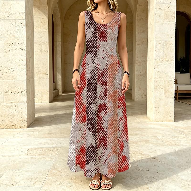 Women's Sleeveless Striped Maxi Dress Elegant Flowy Fashion Dress for Beach Vacation,Daily Wear,Holiday & Travel Photos
