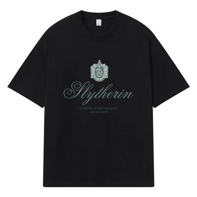 2026 Slytherin School Of Witchcraft Hogwarts Printed Graphic Streetwear Y2k Harajuku 100% Cotton T Shirt Casual Oversized Summer Men T-shirt