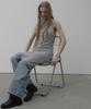 Mosyupamosyu Knit Slim Layered Dress [Light Gray]