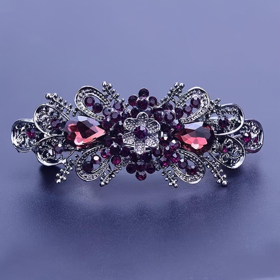 1pc Alloy Rhinestone Hair Clip, Evening Updo Hair Accessory, Gift