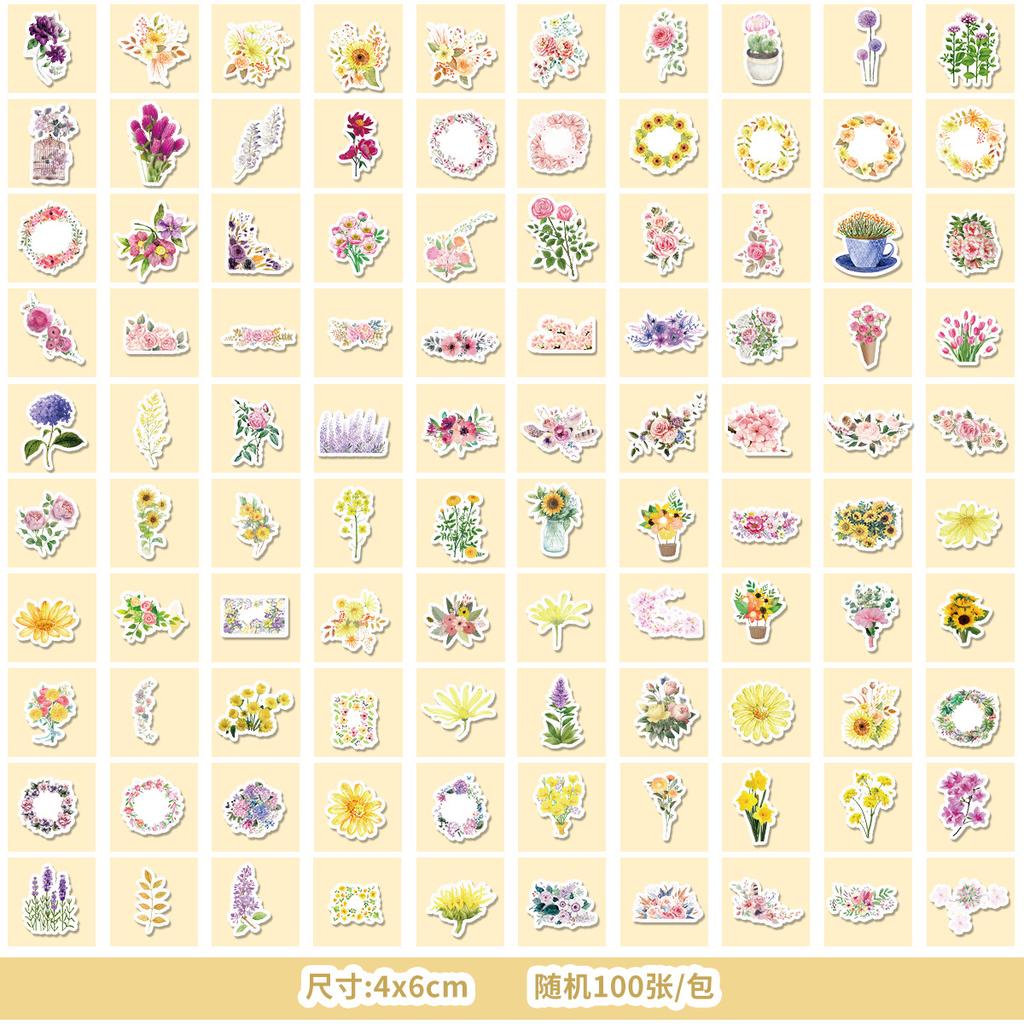 50/100 Cute Style Flowers and Succulent Graffiti Stickers Suitcase Decoration Waterproof Stickers DIY Hand Account Stickers