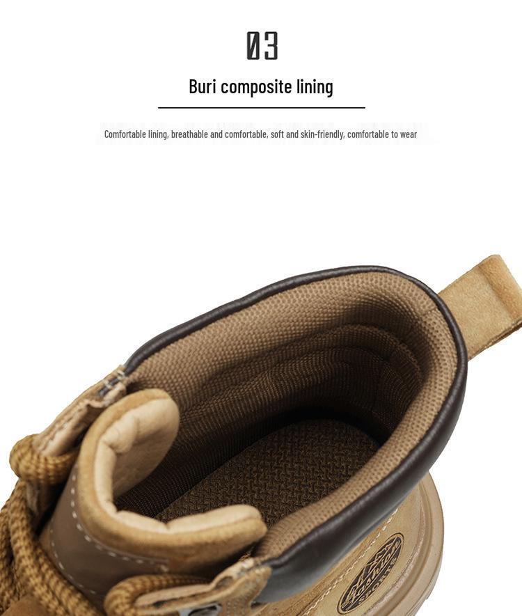 Pánské podzimní zimní vysoké boty z pravé kůže, britský styl, plyšové, venkovní, žluté pracovní boty