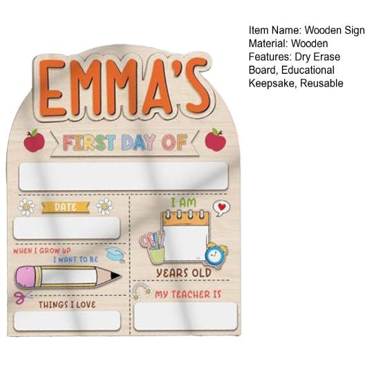 First Day of School Board Dry Erase Board Reusable Wooden First Day