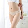 Sexy Embroidery Lace Stitching Briefs Solid Color Bowknot Decor See-through Mesh Thong Low-rise Ultra-thin Hollow Out Panties
