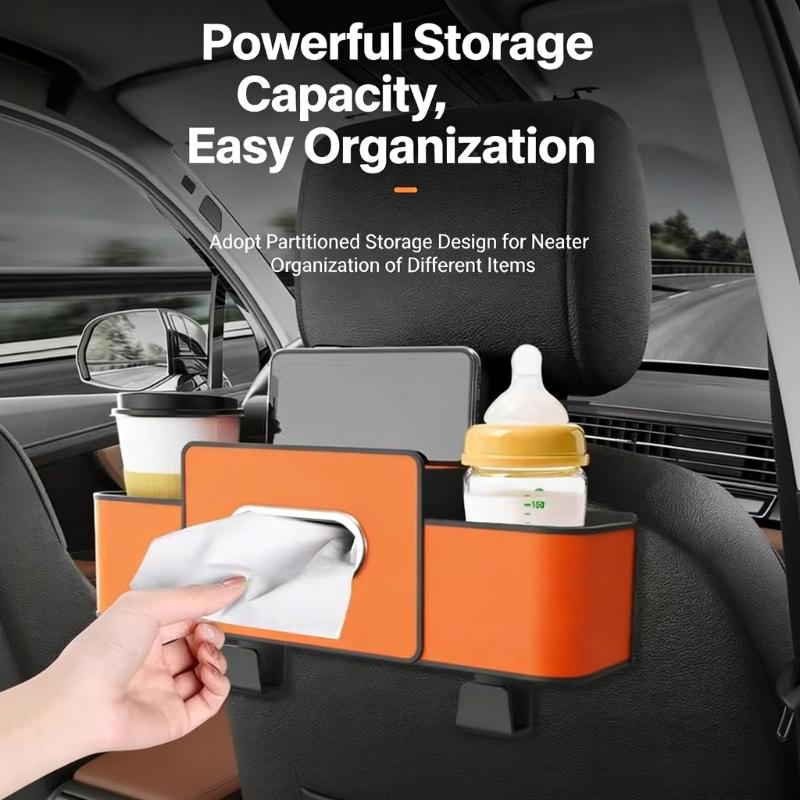 Vehicle Interior Organizer Hanging Storage Box Cup Holder Phone Slot Key Pocket for Multipurpose Storage