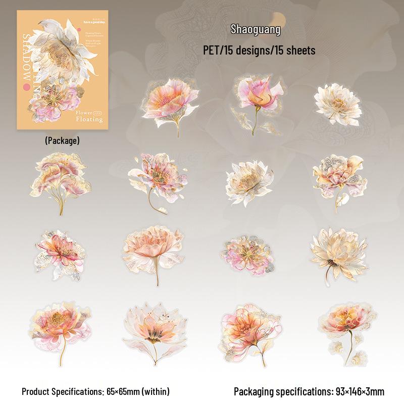 Beautiful Day Floral Stickers: Versatile Flower Shadows for Journals, Phones, Cards, & DIY Collages