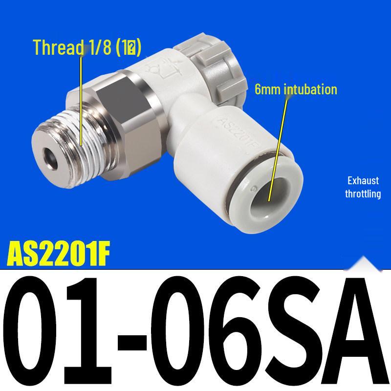 SMC AS1201F Pneumatic Speed Control Valve - Adjustable Throttle Push-Lock Fitting for Cylinder Control