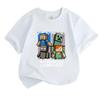 Kids Boys Girls Crew Neck Short Sleeve 100% Cotton T-Shirt, Cute Pixel Game Characters Printed Casual Soft Breathable Summer Tee for Youth Daily Wear