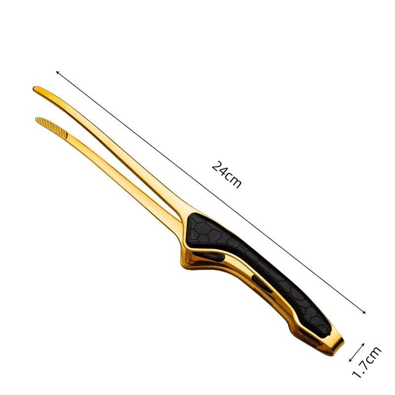 LMETJMA Stainless Steel Grill Tongs Patelai Korean and Japanese BBQ Tongs Non Slip Food Tongs Kitchen Self-Standing Tongs JT502