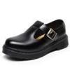 Text strip Mary Jane shoes genuine leather, low-top small leather shoes women's fashion student